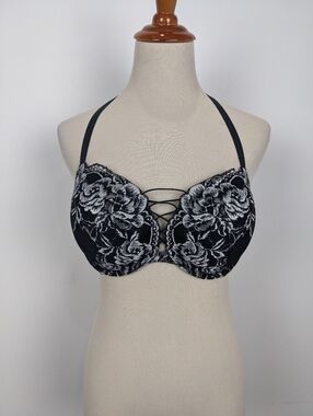 La Senza Bra Beyond Sexy Black Silver Lace Push-Up Size 38B